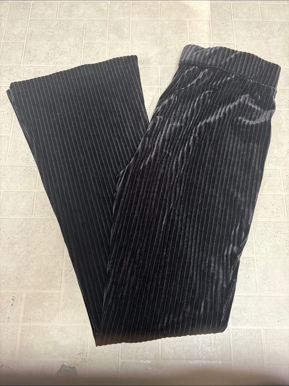 SHEIN Black Ribbed Velvet Boot-Cut Pants